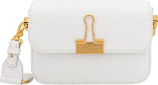 Leather shoulder bag with engraved logo