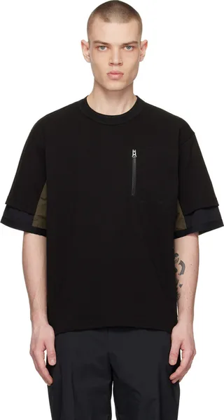 sacai Black Layered T-Shirt