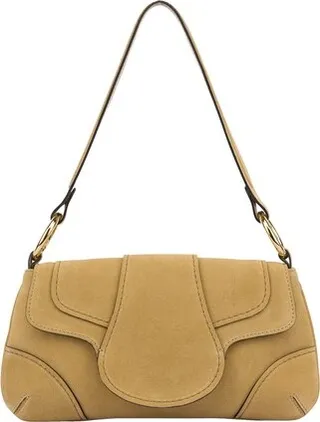 Suede shoulder bag with Contrast Stitching