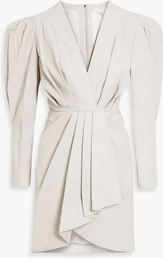 Sumai wrap-effect pleated leather mini dress