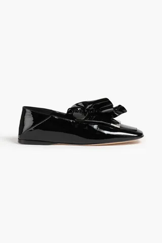 Sr1 Ruffled Patent-Leather Collapsible-Heel Loafers