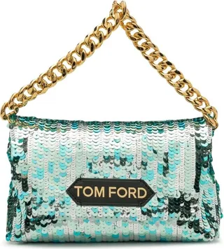 Logo-Patch Sequinned Mini Chain Bag