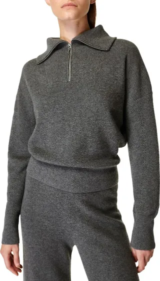 Relaxed Fit Cashmere Half Zip Pullover
