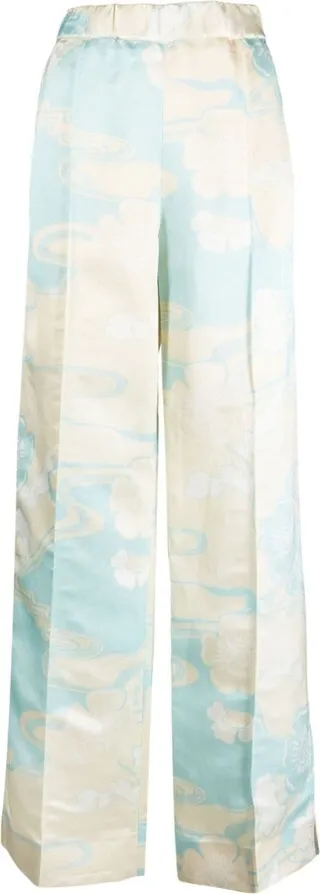 Abstract-Print Straight Leg Trousers