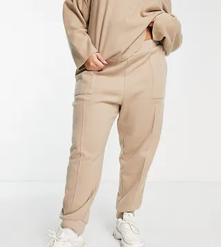 ASOS DESIGN Curve super soft seamed jogger in camel - part of a set