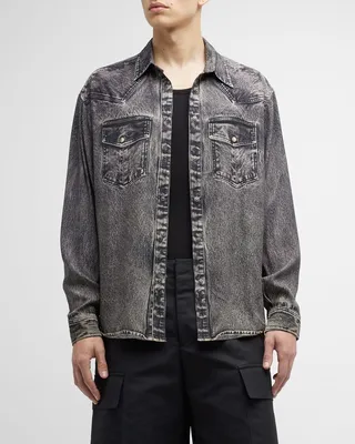 Men's S-Gils-Dnm Trompe L'oeil Sport Shirt