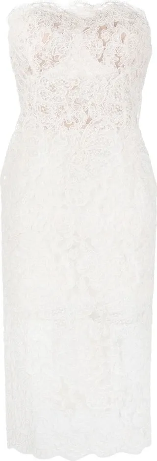 Strapless Lace Midi Dress