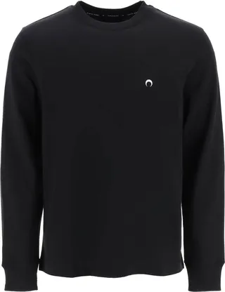 Marine Serre Logo Embroidered Long-Sleeved T-Shirt