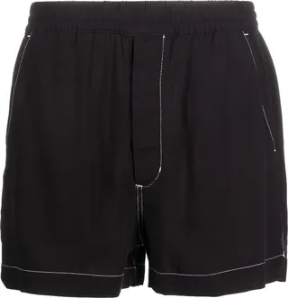 Contrast-Stitch Elasticated-Waist Shorts