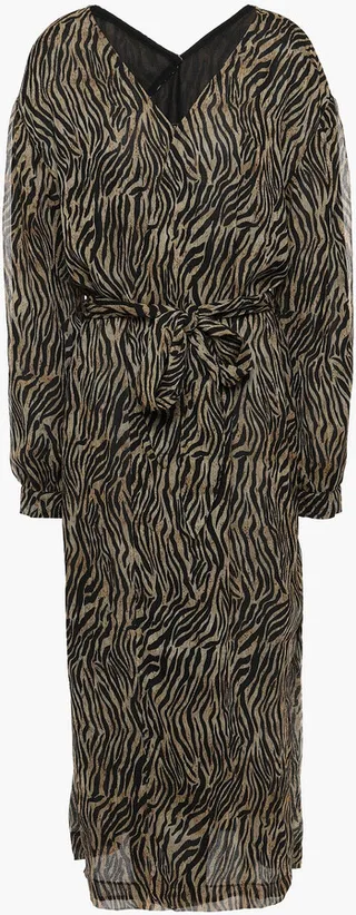 Oasis wrap-effect printed georgette midi dress