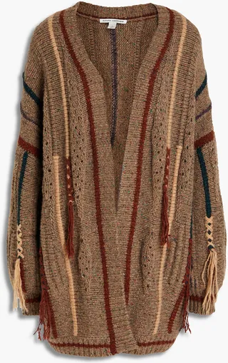 Fringed Donegal cashmere cardigan