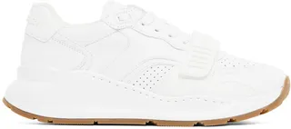 Burberry White Perforated Low-Top Sneakers