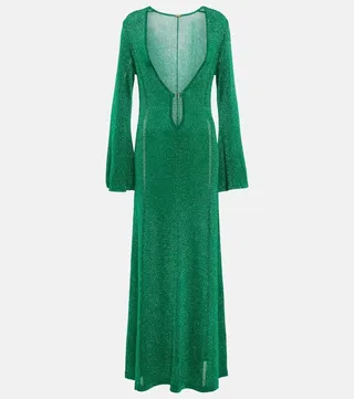 Metallic knit maxi dress