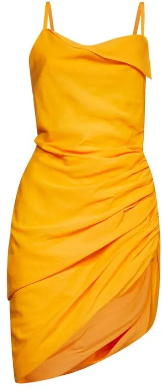 Jacquemus Asymmetric Ruched Sleevelsess Dress