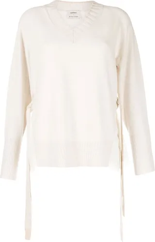 V-neck sheer-detail jumper
