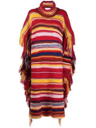 Intarsia-Stripe Cashmere Poncho