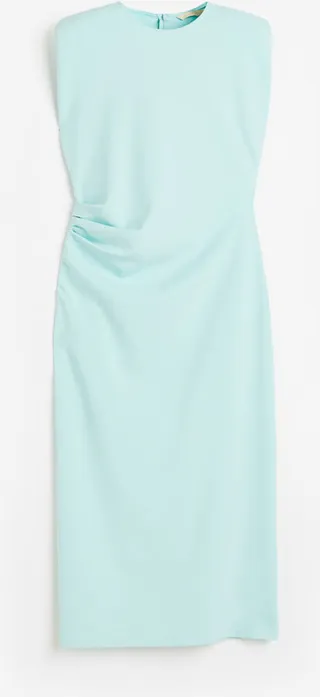 Draped Dress with Shoulder-pads