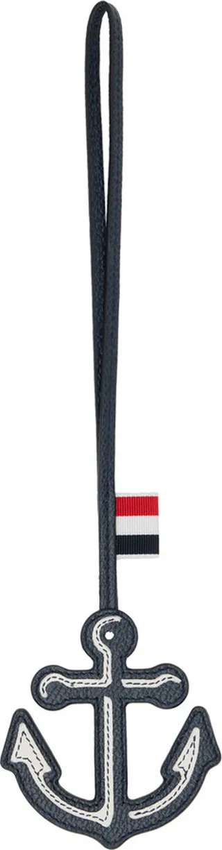 Thom Browne Navy Anchor Charm Keychain