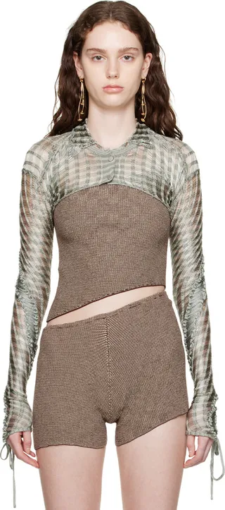 Isa Boulder Blue Spiral Collar Cardigan