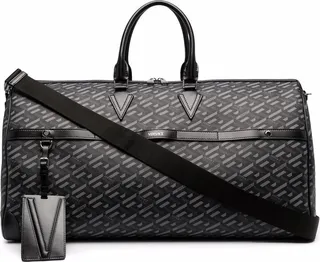 Black La Greca Print Weekend Bag