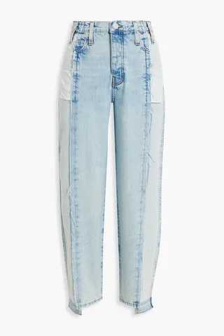 Barrel faded distressed high-rise tapered jeans