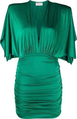 ruched V-neck minidress