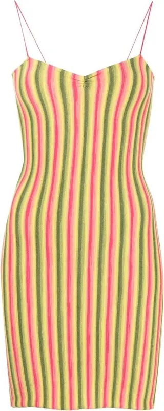 Striped Spaghetti-Strap Mini Dress