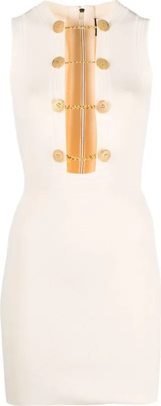 Chain-Embellished Knitted Minidress