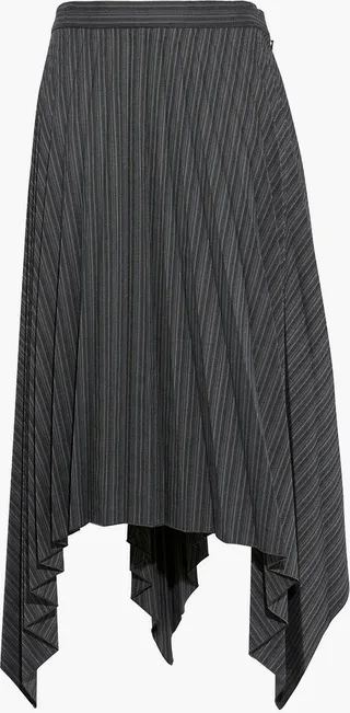Ilsie asymmetric pleated wool-blend midi skirt