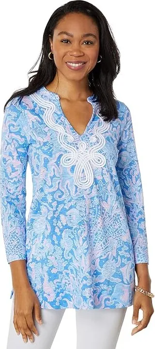 Lilly Pulitzer Kaia Knit Tunic (Boca Blue Sea What I Sea) Women's Clothing