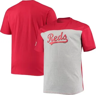 Men's Fanatics Branded Red and Heathered Gray Cincinnati Reds Big and Tall Colorblock T-shirt
