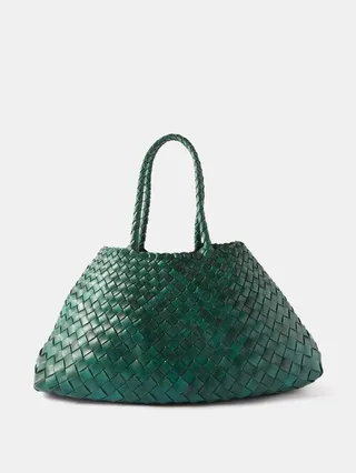 Santa Croce Large Woven-leather Basket Bag