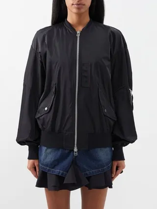 Stand-collar Jersey Bomber Jacket