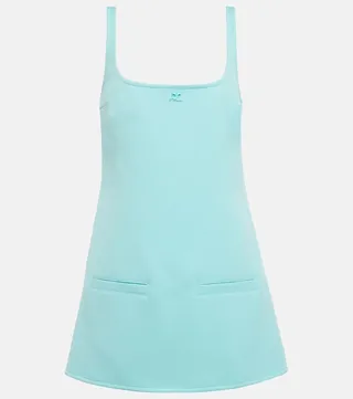 Embroidered twill minidress