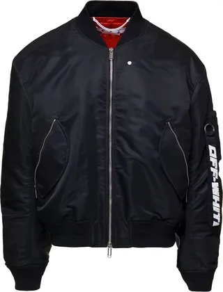 Off-White Zip-Up Long-Sleeved Bomber Jacket