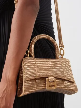 Hourglass Xs Crystal-embellished Handbag