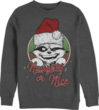 Men's Marvel Christmas Guardians of the Galaxy Naughty Rocket Sweatshirt - Charcoal Heather - Small