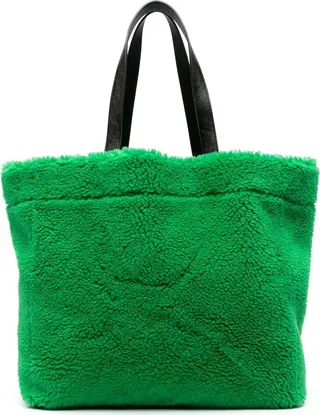 Faux-Shearling Design Tote Bag