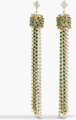 Tasseled gold-tone crystal earrings