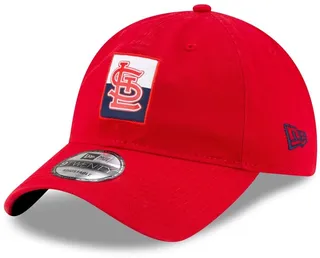 Men's New Era Red St. Louis Cardinals Split Logo 9Twenty Adjustable Hat