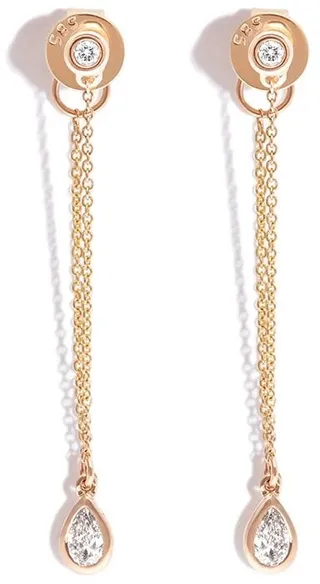 14kt yellow gold Taylor pear chain diamond drop earrings