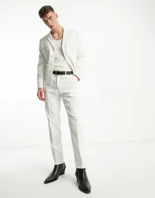 ASOS DESIGN slim suit pants in white