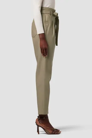 Hudson Jeans Remi High-Rise Paper Bag Vegan Leather Ankle Pant - Brown