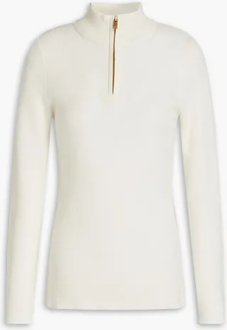 Ribbed cashmere half-zip sweater