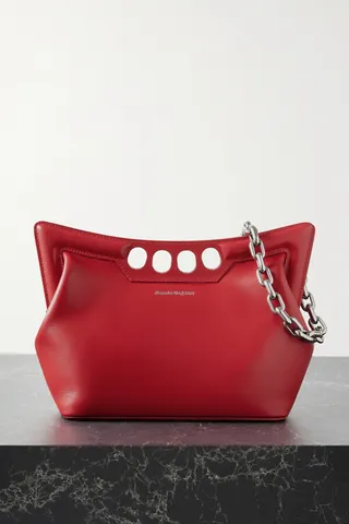 Alexander McQueen - The Peak Cutout Leather Shoulder Bag - Red