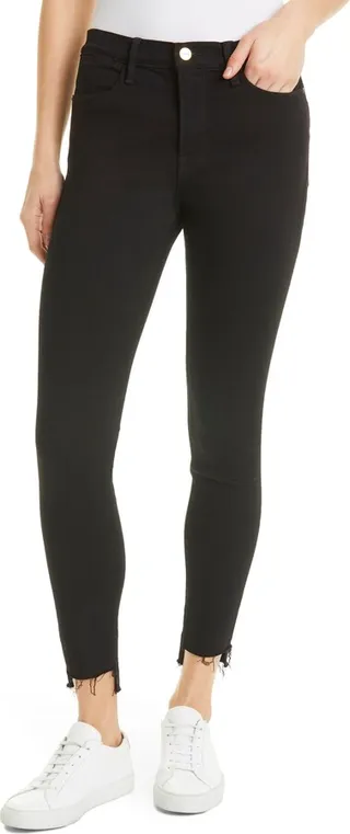 Le High Skinny Ripped Raw Hem Ankle Jeans