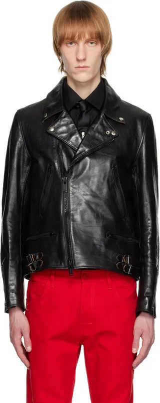 UNDERCOVER Black Zip-Up Leather Jacket