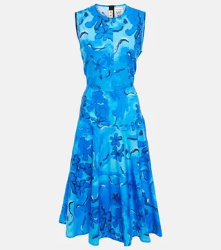 Printed cotton midi dress