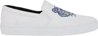 Kenzo Tiger-Embroidered Round Toe Slip-On Sneakers