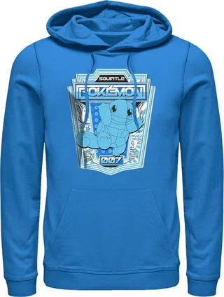 Men's Pokemon Squirtle Metallic Badge Pull Over Hoodie - Royal Blue - 3X Large